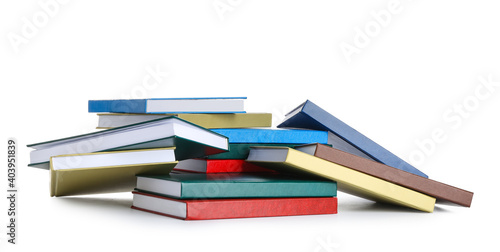 Many books on white background