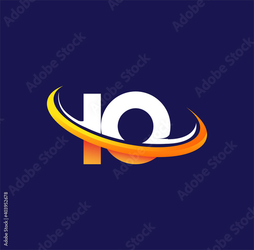 IO initial logo company name colored white and orange swoosh design, isolated on dark background. vector logo for business and company identity.