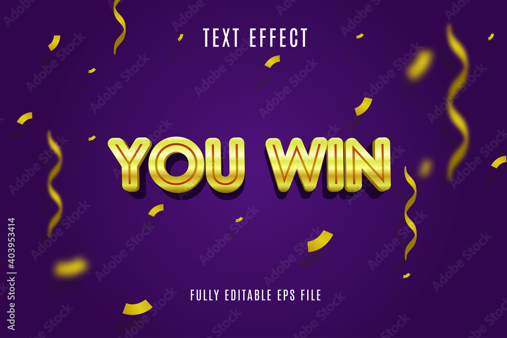 YOU WIN TEXT EFFECT DESIGN