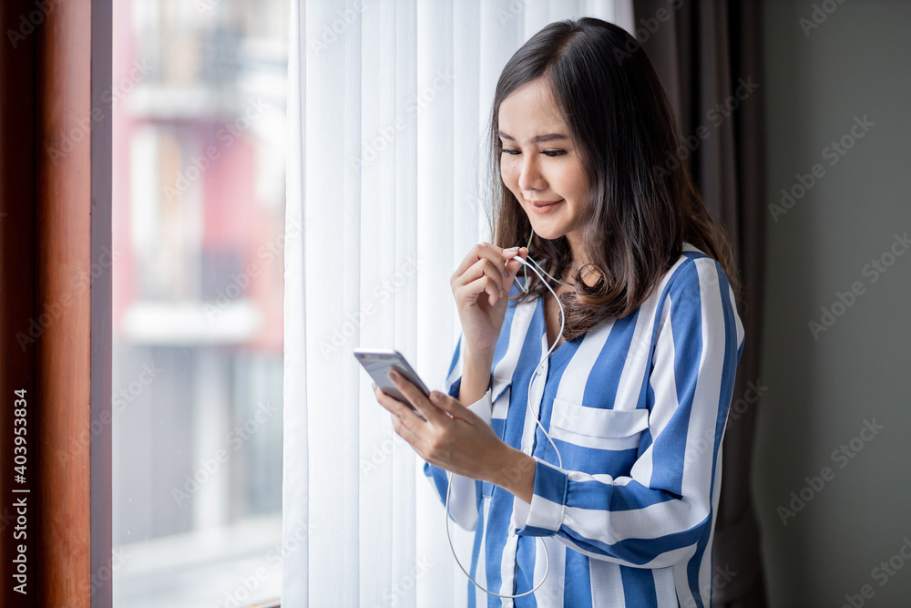 Asian woman made meeting online by using tablet. Asian woman made meeting online by using tablet.