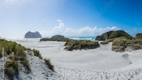 Wharariki beach on the south island of New Zealand