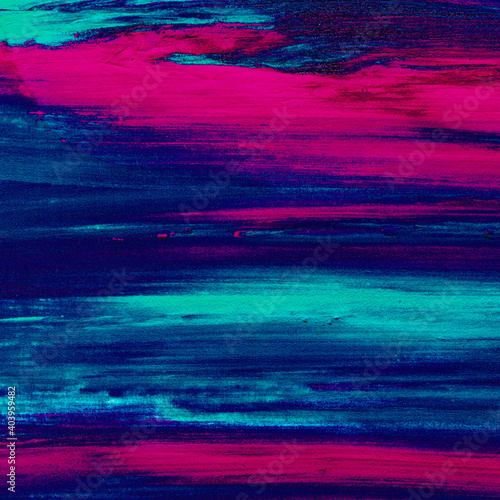 electric cyan blue and magenta pink wild neon grunge paint brushstrokes texture abstract background