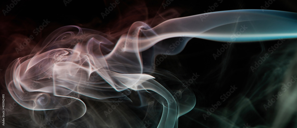 Abstract red and blue smoke swirls