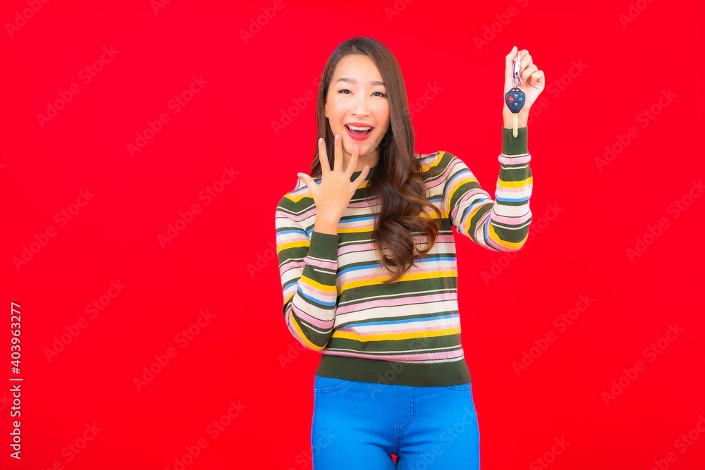 Portrait beautiful young asian woman with car key Portrait beautiful young asian woman with car key