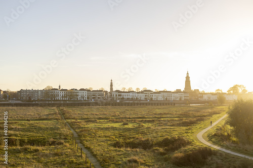 Backlit landscape and cityscape of Zutphen photo