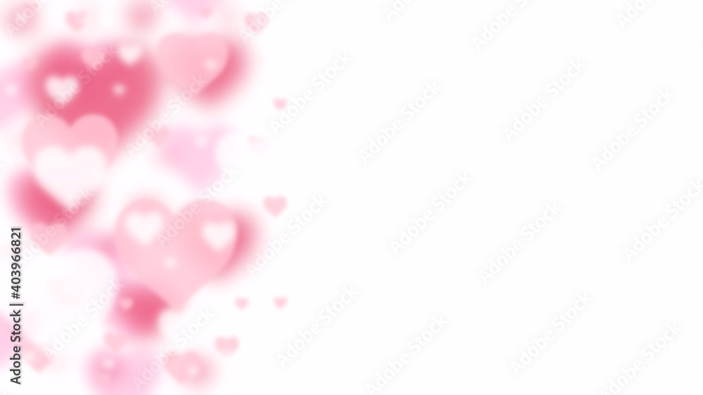Happy Valentine's Day Background with Hearts bokeh isolated on white background with copy space in Valentine's Day