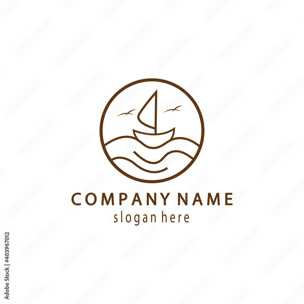 sailboat logo outline circle illustration design vector template sailboat logo outline circle illustration design vector template