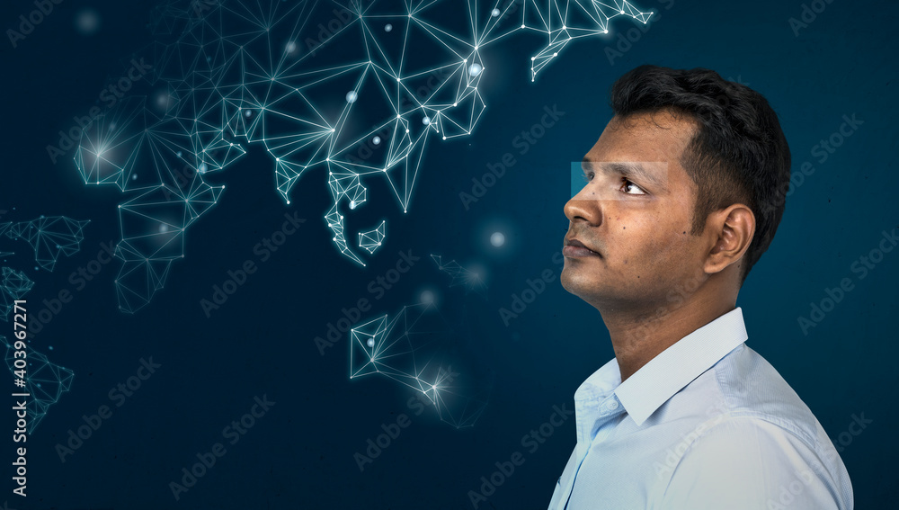 Indian man visualizing his business ideas Indian man visualizing his business ideas