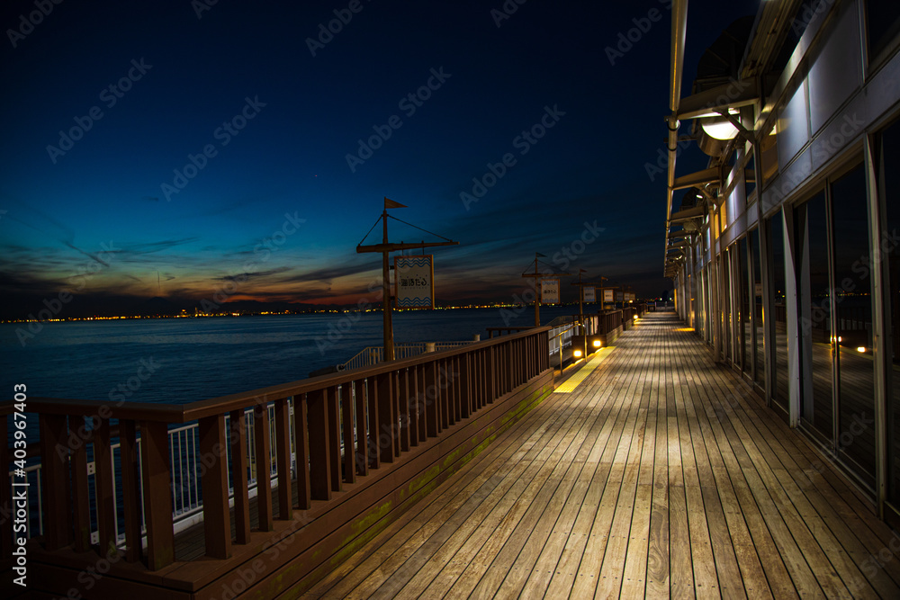 千葉県　海ほたると東京湾アクアライン周辺の夜景風景