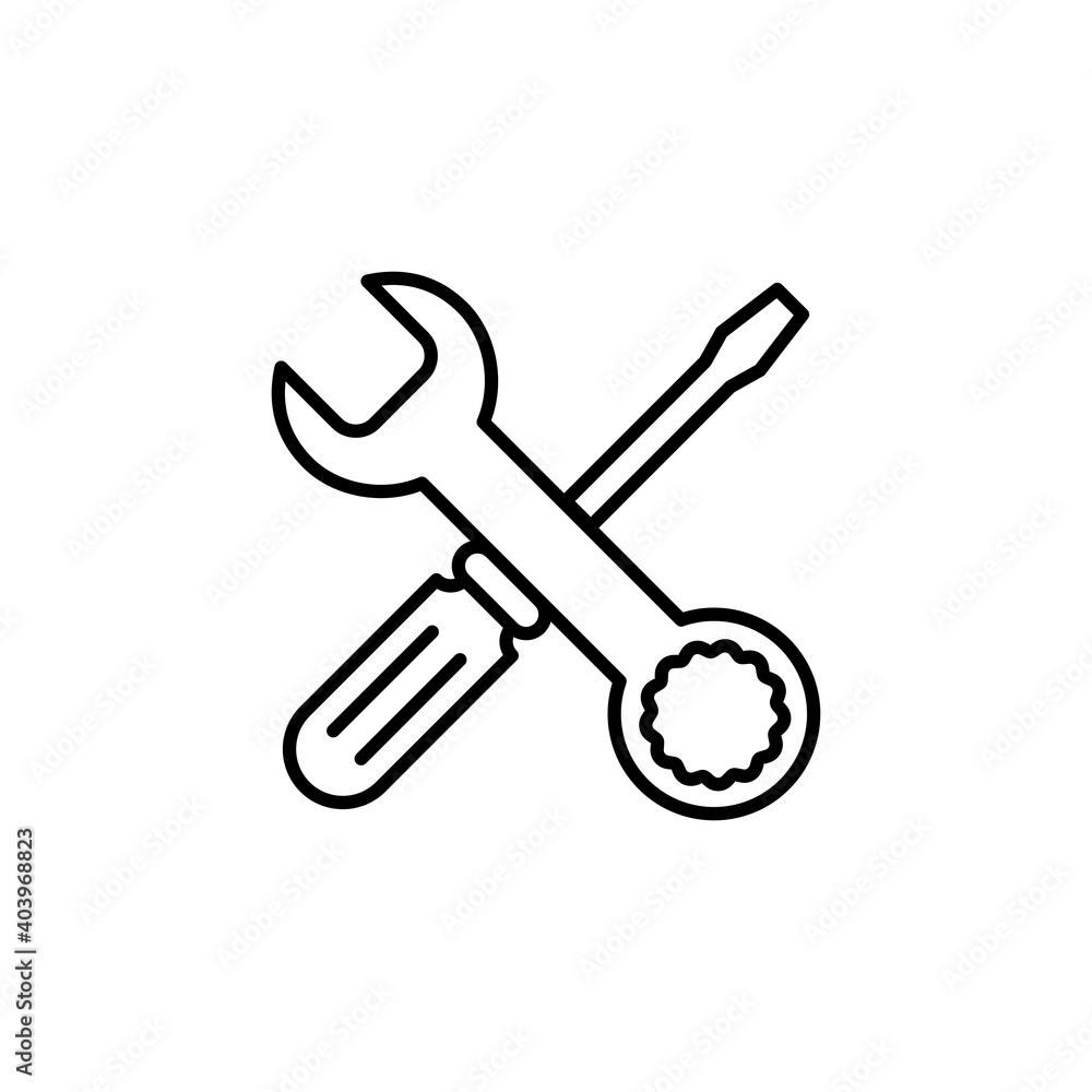 Repair tools icon vector. tool icon vector. setting icon vector. Wrench and screwdriver. support, Service Repair tools icon vector. tool icon vector. setting icon vector. Wrench and screwdriver. support, Service