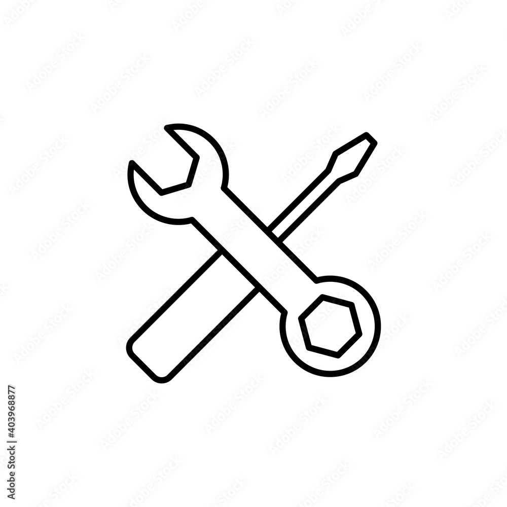 Repair tools icon vector. tool icon vector. setting icon vector. Wrench and screwdriver. support, Service Repair tools icon vector. tool icon vector. setting icon vector. Wrench and screwdriver. support, Service