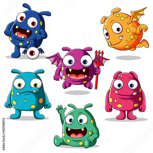 Set of cute monsters character illustration