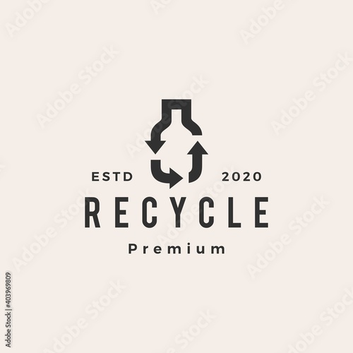 bottle recycle hipster vintage logo vector icon illustration