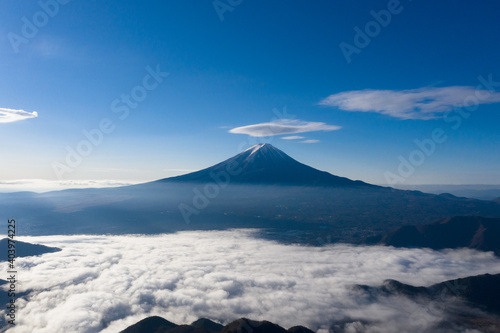 富士山　雲海　ドローン空撮　新道峠　景色