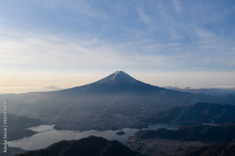 富士山　河口湖　空撮　新道峠