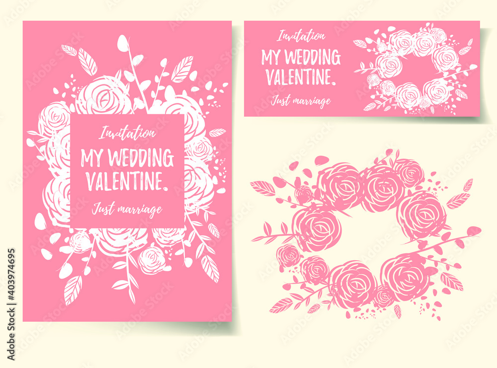 Naklejka premium nature leaf and rose flower plant in seamless pattern vector illustration art vintage with happy valentine's day season greeting holiday wedding concept