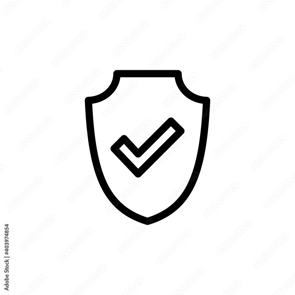Shield check mark icon vector. Protection approve sign. Safe icon vector Shield check mark icon vector. Protection approve sign. Safe icon vector
