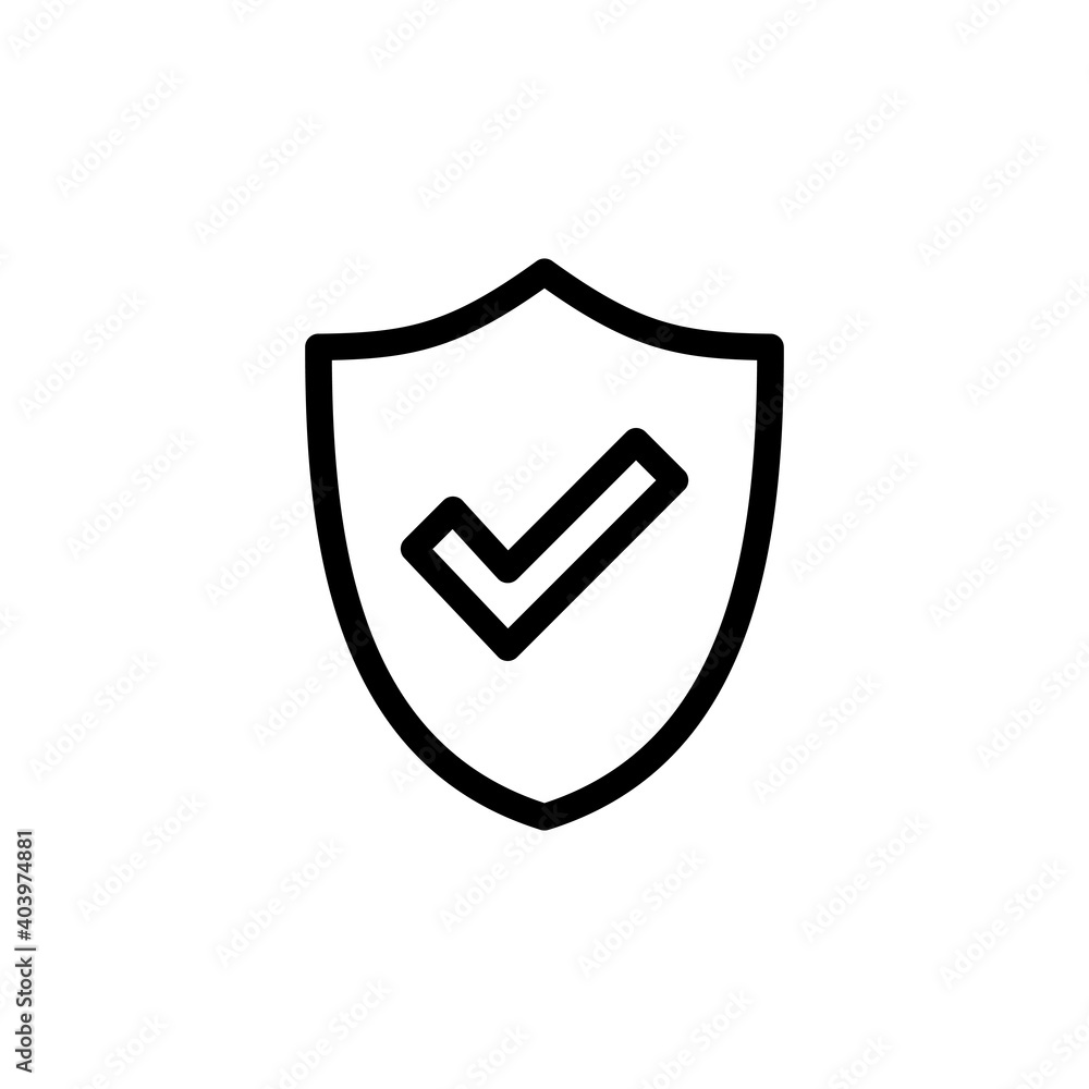 Shield check mark icon vector. Protection approve sign. Safe icon vector Shield check mark icon vector. Protection approve sign. Safe icon vector