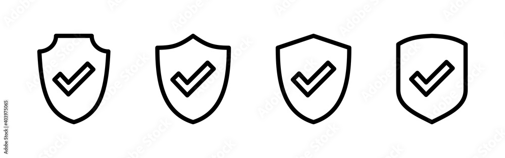 Shield check mark icon vector. Protection approve sign. Safe icon vector Shield check mark icon vector. Protection approve sign. Safe icon vector