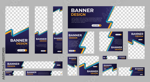 Abstract banner design web template Set, Horizontal header web banner. Modern Gradient Blue cover header background for website design, Social Media Cover ads banner, flyer, invitation card