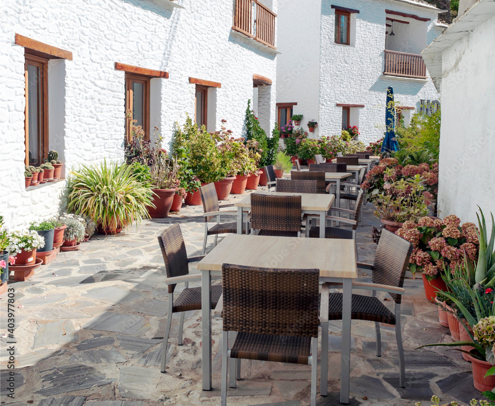 Street in the town of Pampaneira in Granada