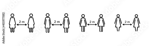 Social distancing icon. social distance icon. self quarantine sign