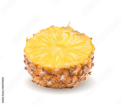 Pineapple with slices isolated on white background