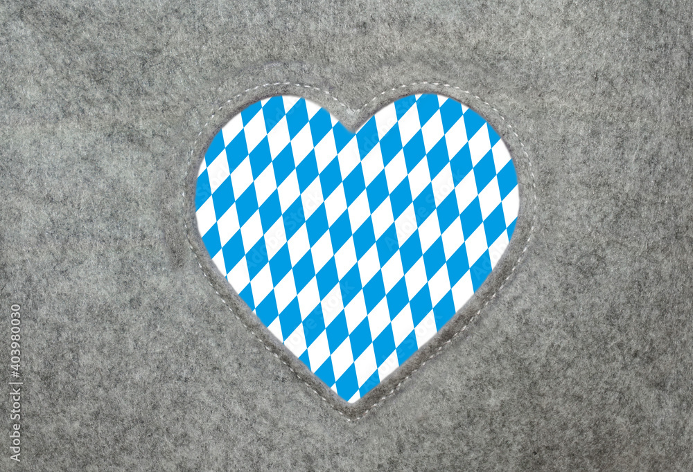 Fototapeta premium Heart of felt with plaid pattern