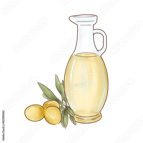 bottle of oil with olives