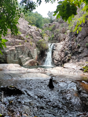 Beautiful Small Branch Water Fall With Nature Swimming Pool on Andhra Pradesh Mountain. Sadasiva Kona Water Falls, Tada falls, Nagalapuram Water Falls. photo