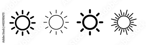 Sun icon vector. Bright