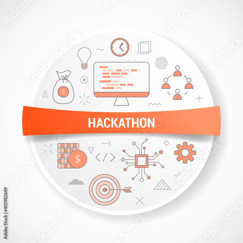 hackathon business work concept with icon concept with round or circle shape