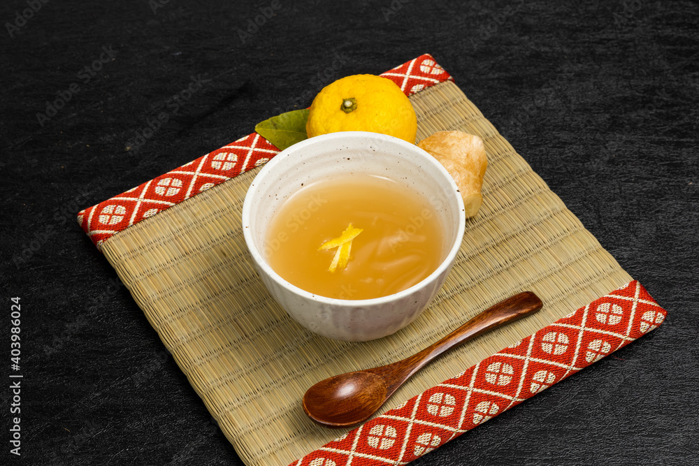 葛湯 Hot sweet drink of kudzu starch gruel Japan 葛湯 Hot sweet drink of kudzu starch gruel Japan