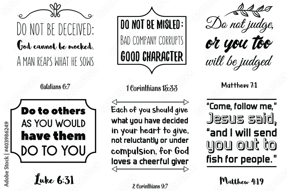 Set of Bible verses. Christian Quotes and Scripture sayings 