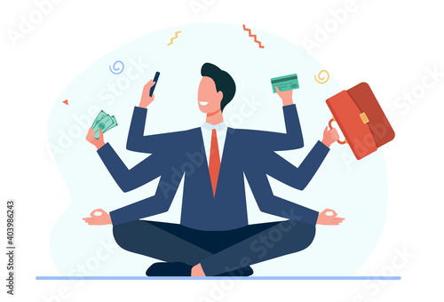 Businessman with many arms