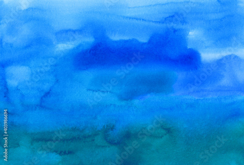 Valokuva Watercolor royal blue and emerald background