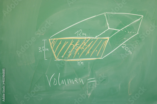 Diagrammatic drawing showing volume of a container