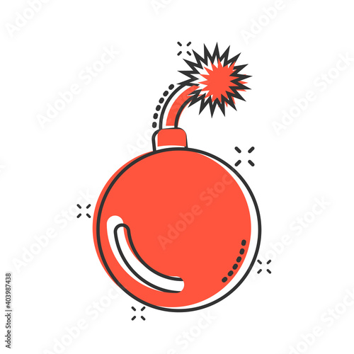 Bomb icon in comic style. Dynamite cartoon vector illustration on white isolated background. C4 tnt splash effect business concept.