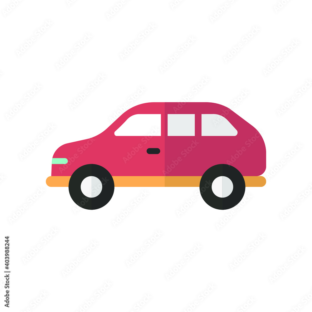 Flat Design Style Car icon. automobile transportation pictogram. red sedan automotive logo simple logo for website and mobile application. vector illustration design on white background. EPS 10