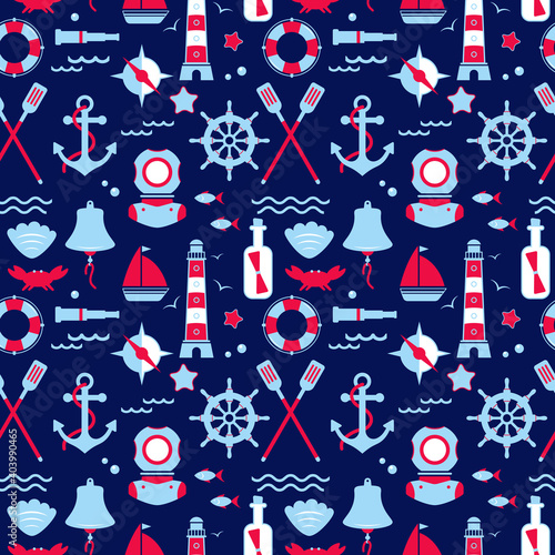 Seamless texture from sailing elements. Pattern, abstract background, wallpaper. Nautical collection,  
marine travel icons.
