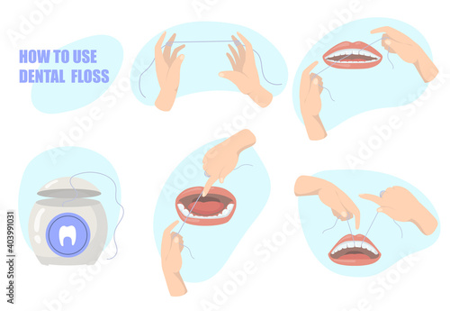 Colorful instruction for dental floss