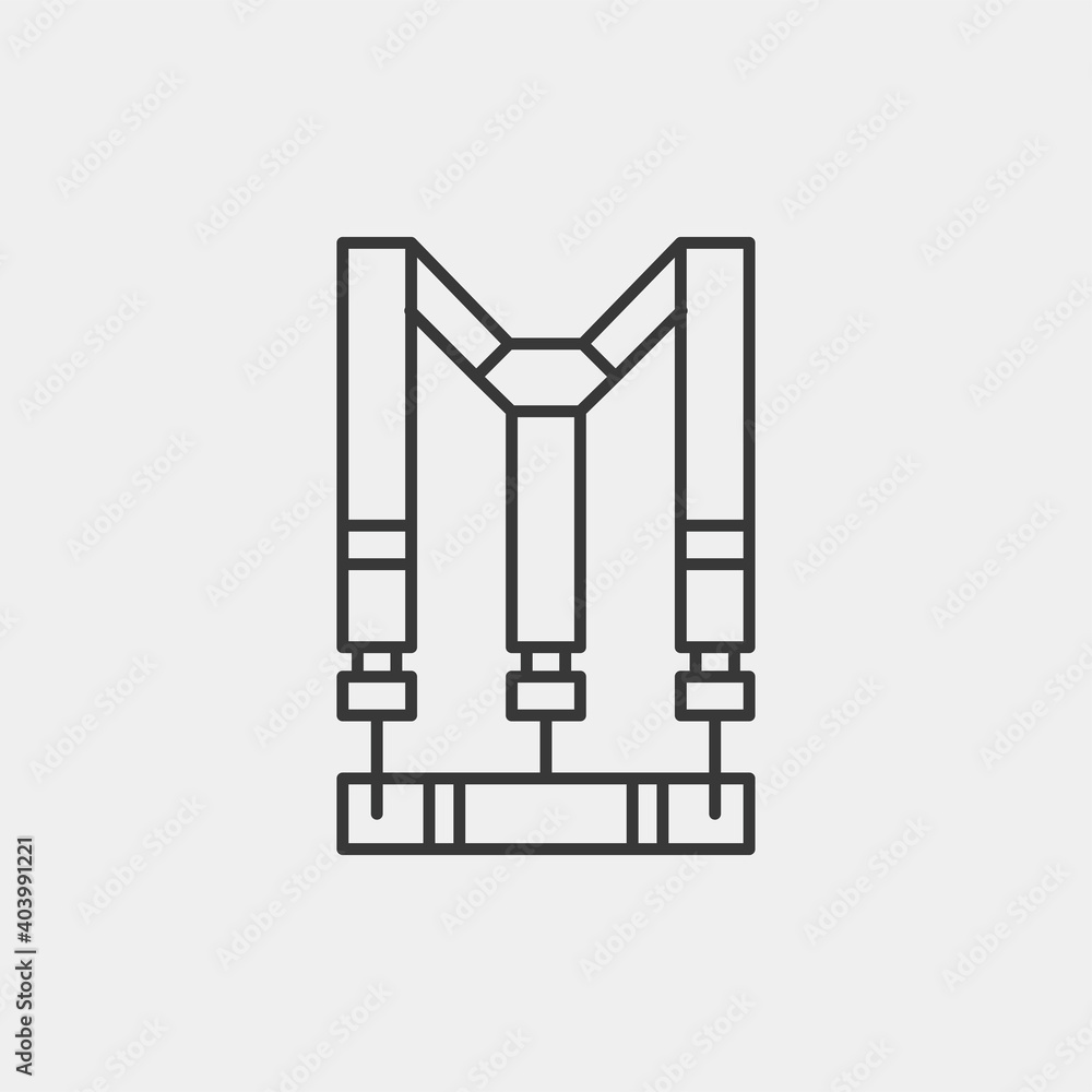 Harness icon isolated on background. Guardian fall protection symbol modern, simple, vector, icon for website design, mobile app, ui. Vector Illustration Harness icon isolated on background. Guardian fall protection symbol modern, simple, vector, icon for website design, mobile app, ui. Vector Illustration