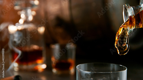 Whiskey Liquid falling into...