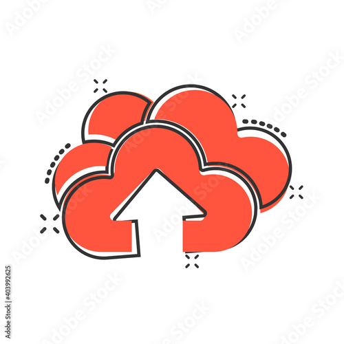 Digital service icon in comic style. Network cloud cartoon vector illustration on white isolated background. Computer technology splash effect business concept.