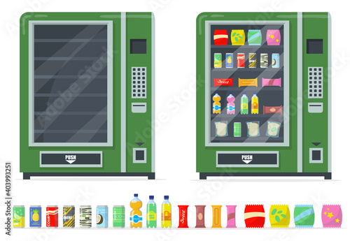 Vending machines and snacks set