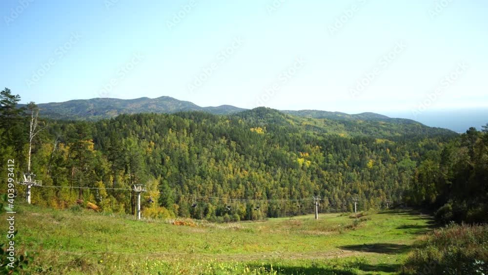 Natural landscape with a view of the cable car. Slyudyanka, Russia Natural landscape with a view of the cable car. Slyudyanka, Russia