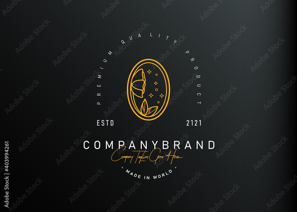 Fototapeta premium Beauty florist monoline logo design. Vector illustration of beauty flower line art design. Vintage logo design vector line icon template