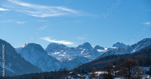Blick auf den Dachsteingletscher - Steiermark, Ausseerland im Winter, Österreich