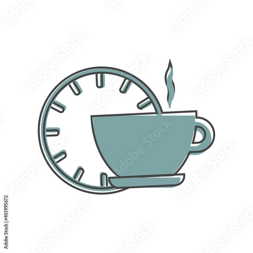 Coffee break vector icon on cartoon style on white isolated background.