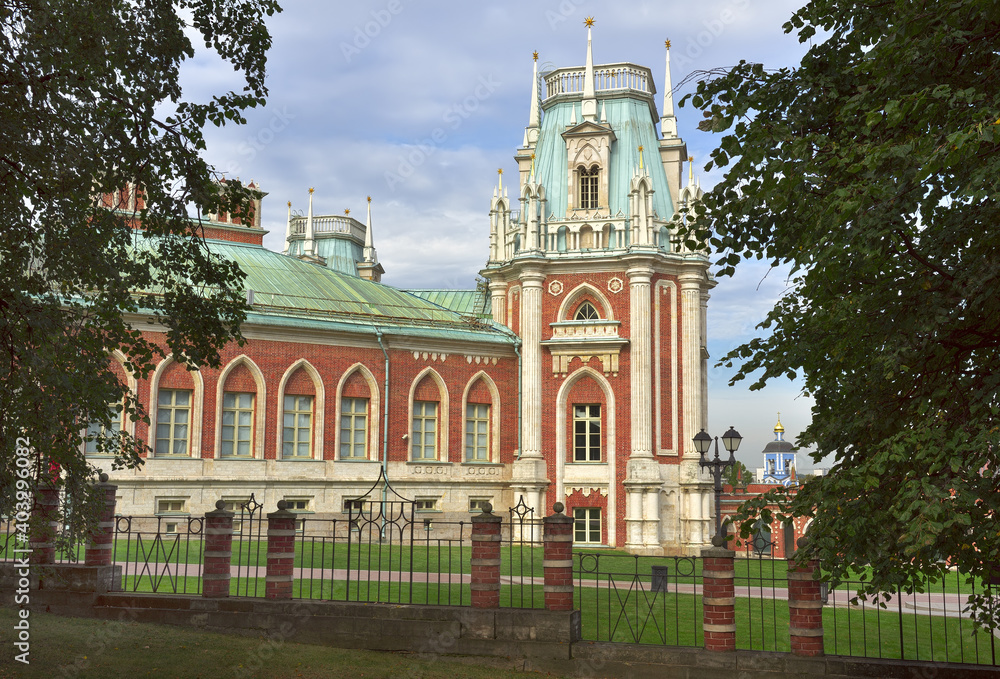 In Tsaritsyn Park. Palace and Park ensemble of the XVIII century, architect Vasily Bazhenov. Corner tower of the 